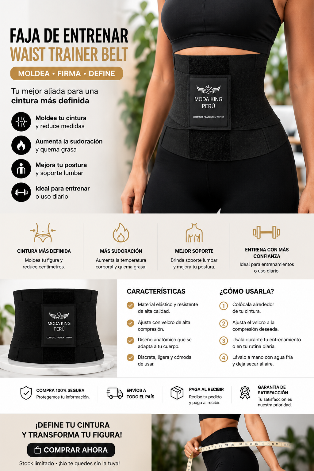 🖤 FAJA DE ENTRENAR – WAIST TRAINER BELT